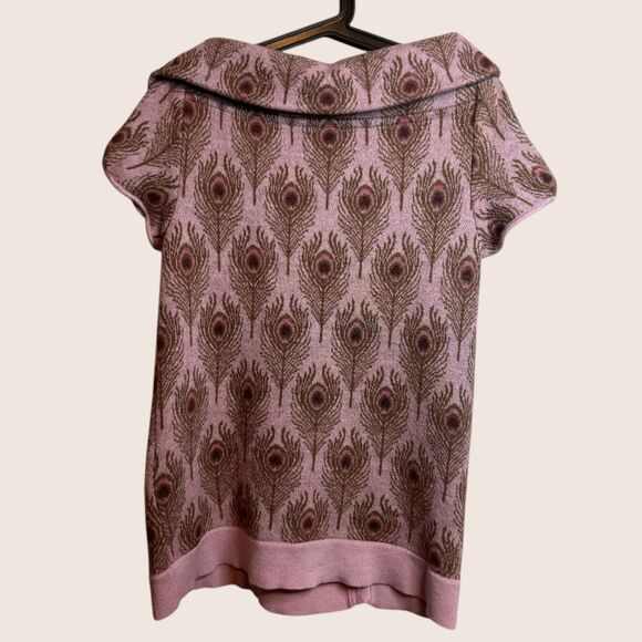 🪻 ANTHRO x MOTH FUNNELED FOLDS CARDIGAN SWEATER VEST PEACOCK ASYMMETRICAL SMALL - Picture 6 of 8